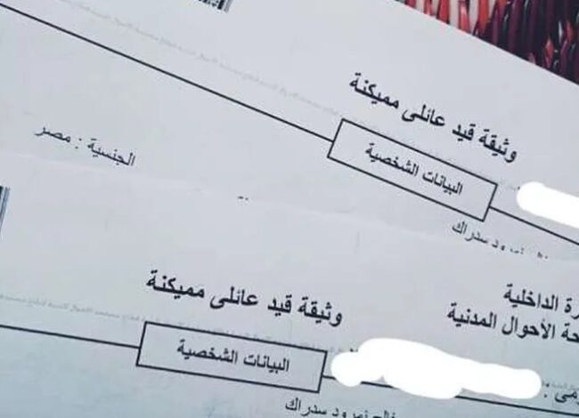 استخراج القيد العائلي المميكن 2025
