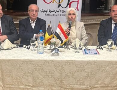 رشا عبدالعال رئيس مصلحة الضرائب المصرية خلال لقائها بجمعية رجال الأعمال المصرية البلجيكية