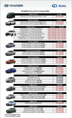 أسعار سيارات هيونداي 2026 