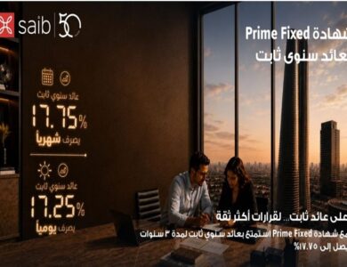 بنك saib يرفع العائد السنوي على شهادة «Prime Fixed» الثابتة