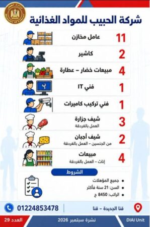 طرح 958 فرصة عمل جديدة في 43 شركة خاصة داخل 12 محافظة